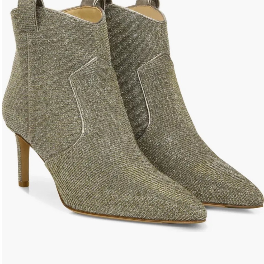 NEW Veronica Beard Lexi Western Bootie in Silver/Gold Size 8